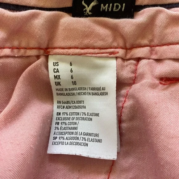 American Eagle Outfitters Shorts Women’s Sz 6 Pink /Salmon Stretch Midi Pockets - Picture 3 of 10